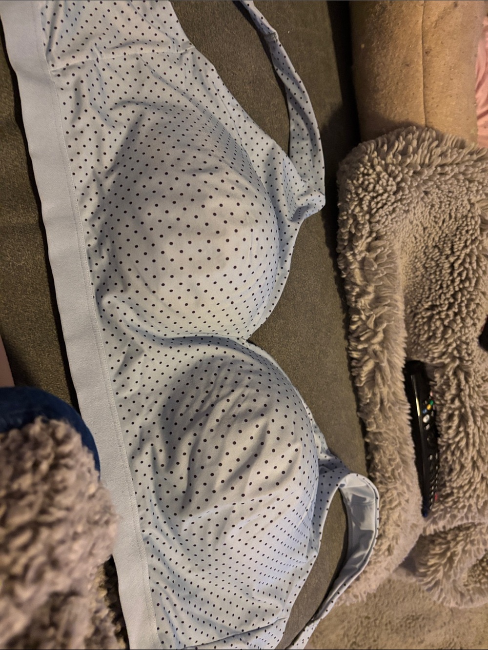 Light Blue Polka Dot Wireless Comfort Bra - Women Intimates